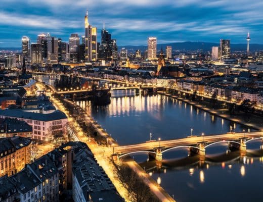 aerial view of city buildings during night time