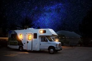 rv, camper, night