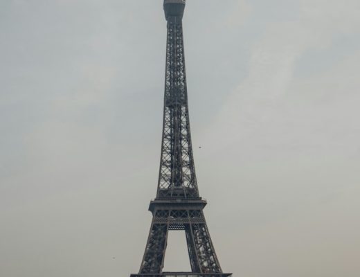 eiffel tower under gray sky